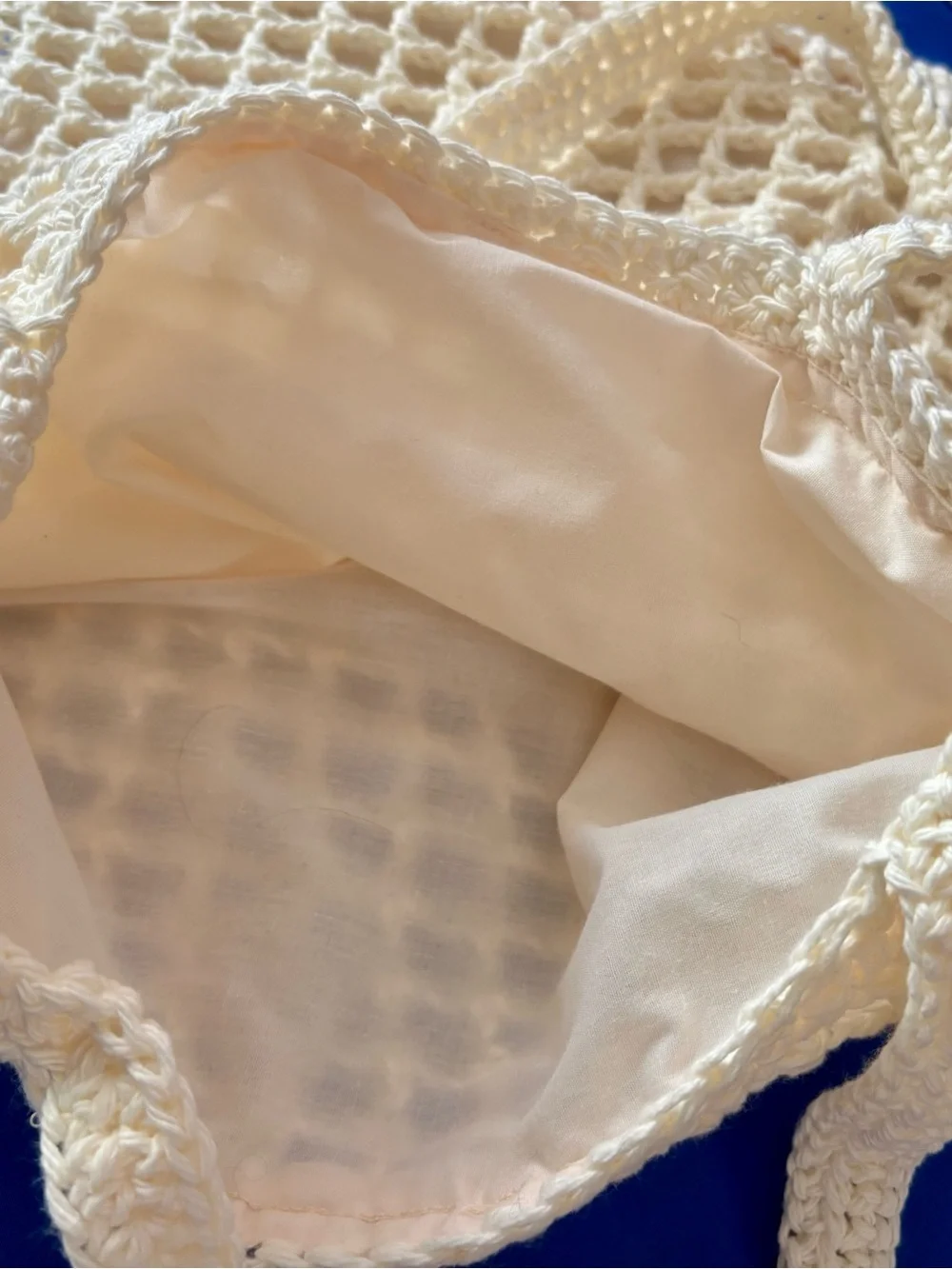 Cream Crochet Net Shoulder Bag / tote